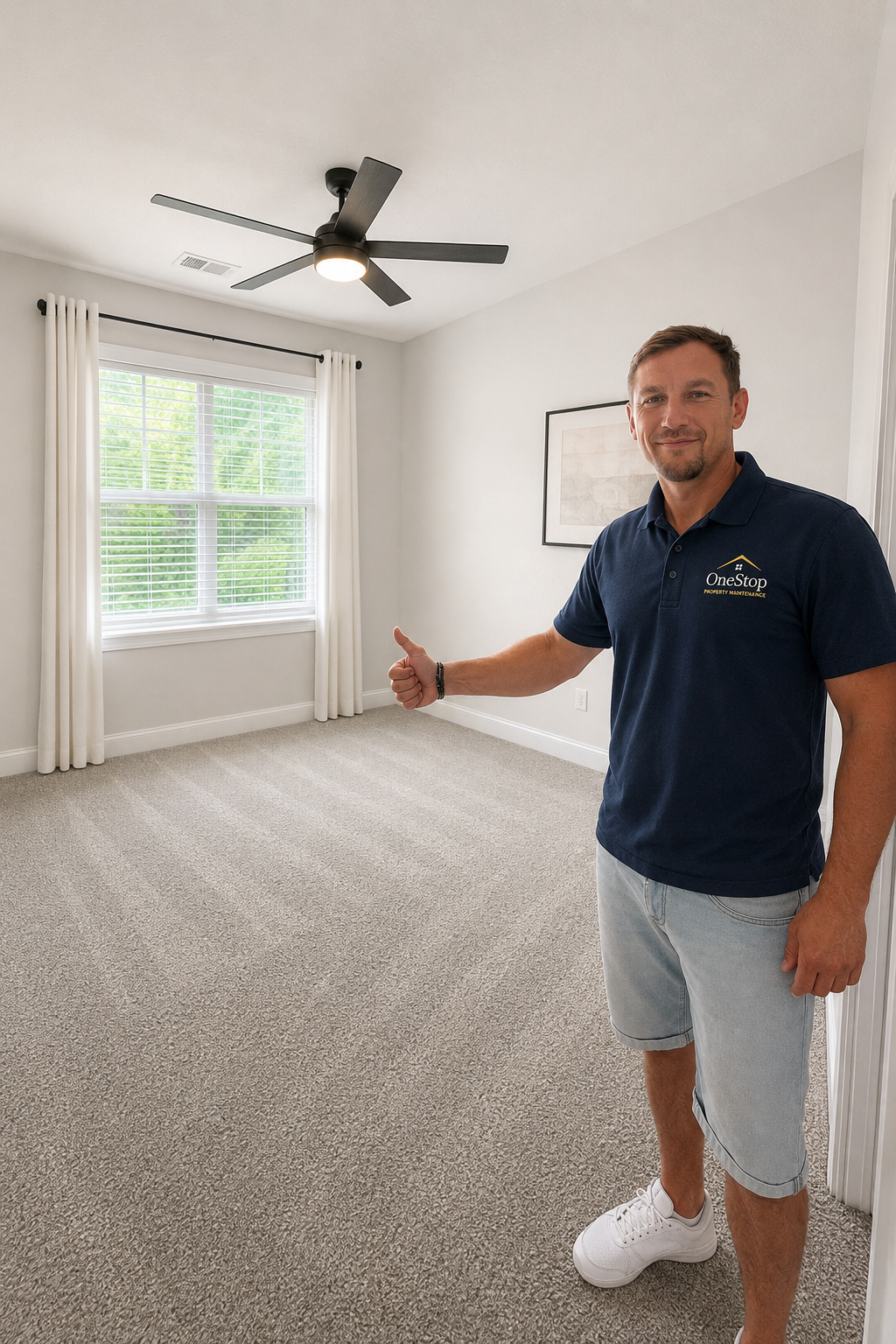 Freshly cleaned carpet, finished by our technician